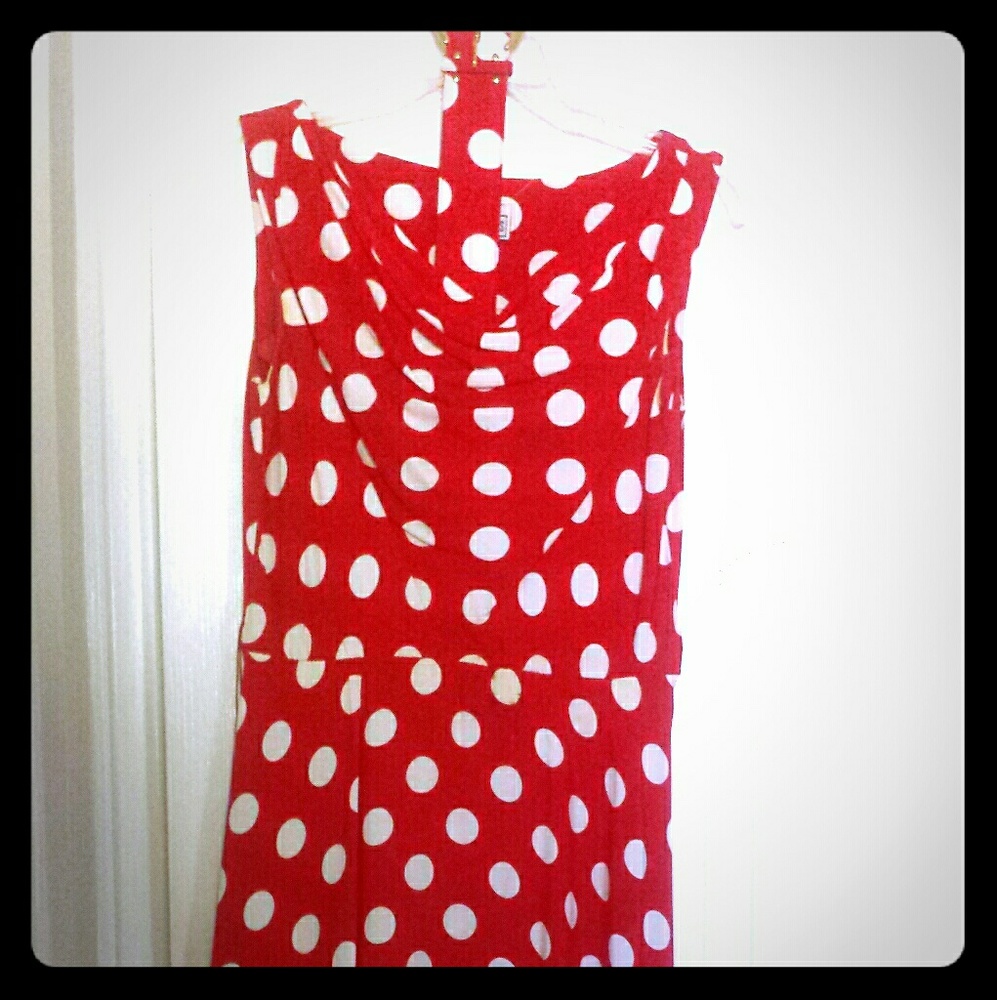 Beautiful and classy red dress with polka-dot